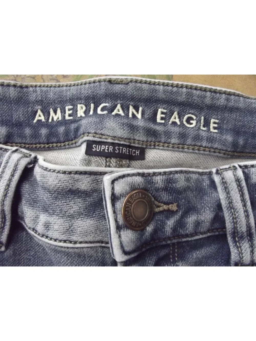 American Eagle Jeans 8 X 29 Super Stretch Hi Rise Jegging Blue #3281 knee slits